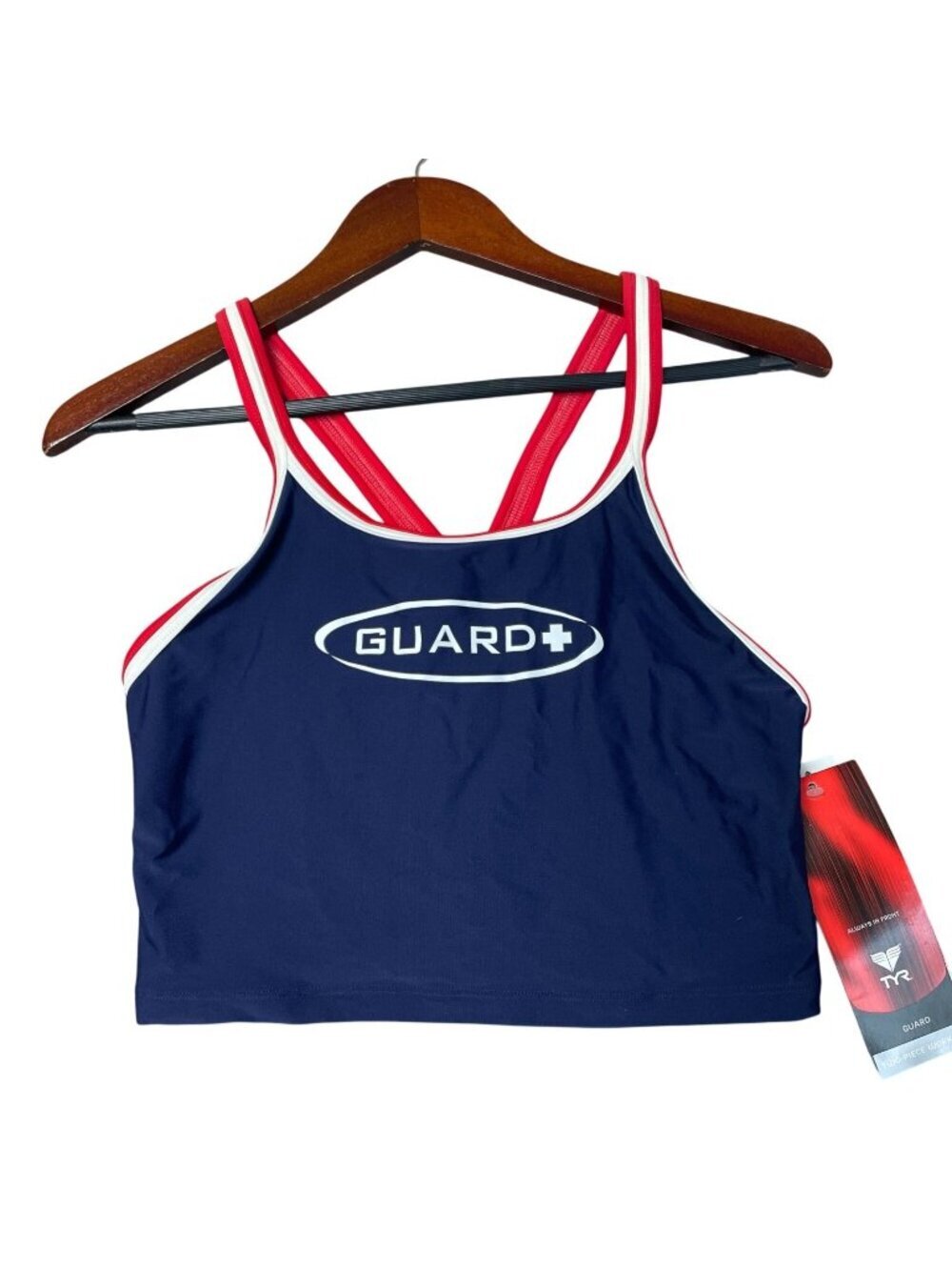 NWT TYR Women's XL Navy Guard Crossback Tank Top Nylon Spandex Swimwear G2190